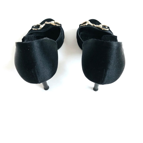 Gucci Black Satin Peep toe D'orsay Heels - Picture 3 of 8